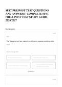 SFST PRE&sol;POST TEST QUESTIONS AND ANSWERS &vert; COMPLETE SFST PRE & POST TEST STUDY GUIDE 2026&sol;2027