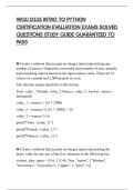WGU D335 INTRO TO PYTHON&NewLine;CERTIFICATION EVALUATION EXAMS SOLVED&NewLine;QUESTIONS STUDY GUIDE GUARANTEED TO&NewLine;PASS