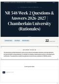 NR 548 Week 2 Questions & Answers 2026&sol;2027 &vert; Chamberlain University &lpar;Rationales&rpar;