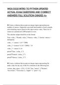 WGU D335 INTRO TO PYTHON UPDATED&NewLine;ACTUAL EXAM QUESTIONS AND CORRECT&NewLine;ANSWERS FULL SOLUTION GRADED A&plus;
