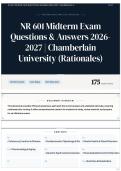 NR 601 Midterm Exam Questions & Answers 2026&sol;2027 &vert; Chamberlain University &lpar;Rationales&rpar;