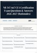 NR 547 &vert; 667 CEA Certification Exam Questions & Answers 2026&sol;2027 &lpar;Rationales&rpar;
