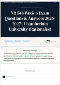 NR 548 Week 6 Exam Questions & Answers 2026&sol;2027 &vert; Chamberlain University &lpar;Rationales&rpar;