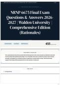 NRNP 6675 Final Exam Questions & Answers 2026-2027 &vert; Walden University &vert; Comprehensive Edition &lpar;Rationales&rpar;