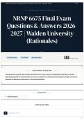 NRNP 6675 Final Exam Questions & Answers 2026-2027 &vert; Walden University &lpar;Rationales&rpar;