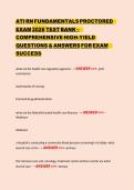 ATI RN FUNDAMENTALS PROCTORED&NewLine;EXAM 2026 TEST BANK &ndash;&NewLine;COMPREHENSIVE HIGH-YIELD&NewLine;QUESTIONS & ANSWERS FOR EXAM&NewLine;SUCCESS&NewLine;