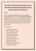 Barney Fletcher Final Exam Practice Questions & Answers &NewLine;&lpar;2026&ndash;2028 &vert; Updated MCQs with Detailed Rationales &vert; Real &NewLine;Estate Licensing Final Exam Study Guide 