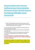 Maryland Asphalt Field Technician &NewLine;Certification Exam Practice Questions &NewLine;And Correct Answers &lpar;Verified Answers&rpar; &NewLine;Plus Rationale 2026 Q&A&vert; Instant &NewLine;Download Pdf 