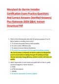 Maryland Air Barrier Installer &NewLine;Certification Exam Practice Questions &NewLine;And Correct Answers &lpar;Verified Answers&rpar; &NewLine;Plus Rationale 2026 Q&A&vert; Instant &NewLine;Download Pdf  