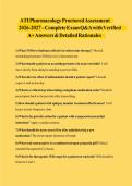 ATI Pharmacology Proctored Assessment&NewLine;2&NewLine;026-2027 &ndash; Complete Exam Q&A with Verified&NewLine;A&plus; Answers & Detailed Rationales&NewLine;