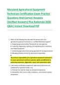 Maryland Agricultural Equipment &NewLine;Technician Certification Exam Practice &NewLine;Questions And Correct Answers &NewLine;&lpar;Verified Answers&rpar; Plus Rationale 2026 &NewLine;Q&A&vert; Instant Download Pdf  