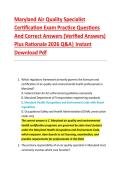Maryland Air Quality Specialist &NewLine;Certification Exam Practice Questions &NewLine;And Correct Answers &lpar;Verified Answers&rpar; &NewLine;Plus Rationale 2026 Q&A&vert; Instant &NewLine;Download Pdf 