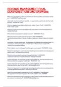 REVENUE MANAGEMENT FINAL EXAM QUESTIONS AND ANSWERS