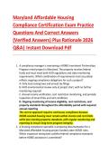 Maryland Affordable Housing &NewLine;Compliance Certification Exam Practice &NewLine;Questions And Correct Answers &NewLine;&lpar;Verified Answers&rpar; Plus Rationale 2026 &NewLine;Q&A&vert; Instant Download Pdf 