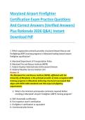 Maryland Airport Firefighter &NewLine;Certification Exam Practice Questions &NewLine;And Correct Answers &lpar;Verified Answers&rpar; &NewLine;Plus Rationale 2026 Q&A&vert; Instant &NewLine;Download Pdf 