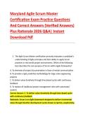 Maryland Agile Scrum Master &NewLine;Certification Exam Practice Questions &NewLine;And Correct Answers &lpar;Verified Answers&rpar; &NewLine;Plus Rationale 2026 Q&A&vert; Instant &NewLine;Download Pdf 