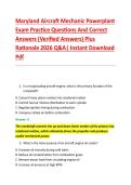 Maryland Aircraft Mechanic Powerplant &NewLine;Exam Practice Questions And Correct &NewLine;Answers &lpar;Verified Answers&rpar; Plus &NewLine;Rationale 2026 Q&A&vert; Instant Download &NewLine;Pdf 