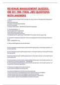 REVENUE MANAGEMENT QUIZZES&comma; HM 441- RM- FINAL JMU QUESTIONS WITH ANSWERS