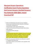 Maryland Airport Operations &NewLine;Certification Exam Practice Questions &NewLine;And Correct Answers &lpar;Verified Answers&rpar; &NewLine;Plus Rationale 2026 Q&A&vert; Instant &NewLine;Download Pdf 