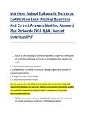 Maryland Animal Euthanasia Technician &NewLine;Certification Exam Practice Questions &NewLine;And Correct Answers &lpar;Verified Answers&rpar; &NewLine;Plus Rationale 2026 Q&A&vert; Instant &NewLine;Download Pdf  