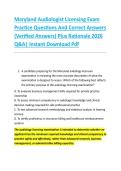 Maryland Audiologist Licensing Exam &NewLine;Practice Questions And Correct Answers &NewLine;&lpar;Verified Answers&rpar; Plus Rationale 2026 &NewLine;Q&A&vert; Instant Download Pdf  