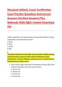 Maryland Athletic Coach Certification &NewLine;Exam Practice Questions And Correct &NewLine;Answers &lpar;Verified Answers&rpar; Plus &NewLine;Rationale 2026 Q&A&vert; Instant Download &NewLine;Pdf 