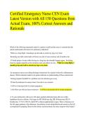 Certified Emergency Nurse CEN Exam Latest Version with All 150 Questions from Actual Exam&comma; 100&percnt; Correct Answers and Rationale 