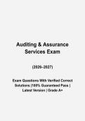 Auditing & Assurance Services Questions and Answers &vert; Complete Study Guide &vert; Verified Answers &vert; Grade A&plus; &vert; 2026&sol;2027 Edition