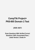 CompTIA Project&plus; PK0-005 Domain 2 Questions and Answers &vert; Complete Study Guide &vert; Verified Answers &vert; Grade A&plus; &vert; 2026&sol;2027 Edition