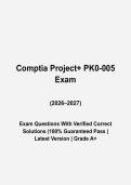 CompTIA Project&plus; PK0-005 Questions and Answers &vert; Complete Study Guide &vert; Verified Answers &vert; Grade A&plus; &vert; 2026&sol;2027 Edition