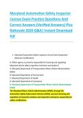 Maryland Automotive Safety Inspector &NewLine;License Exam Practice Questions And &NewLine;Correct Answers &lpar;Verified Answers&rpar; Plus &NewLine;Rationale 2026 Q&A&vert; Instant Download &NewLine;Pdf 
