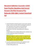 Maryland Addiction Counselor LCADC &NewLine;Exam Practice Questions And Correct &NewLine;Answers &lpar;Verified Answers&rpar; Plus &NewLine;Rationale 2026 Q&A&vert; Instant Download &NewLine;Pdf 
