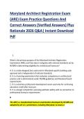 Maryland Architect Registration Exam &NewLine;&lpar;ARE&rpar; Exam Practice Questions And &NewLine;Correct Answers &lpar;Verified Answers&rpar; Plus &NewLine;Rationale 2026 Q&A&vert; Instant Download &NewLine;Pdf  