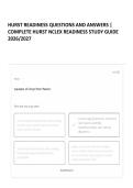 HURST READINESS QUESTIONS AND ANSWERS &vert; COMPLETE HURST NCLEX READINESS STUDY GUIDE 2026&sol;2027