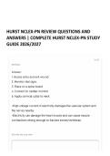 HURST NCLEX-PN REVIEW QUESTIONS AND ANSWERS &vert; COMPLETE HURST NCLEX-PN STUDY GUIDE 2026&sol;2027 