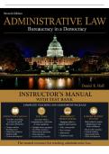 Instructor&rsquo;s Manual with Test Bank for Administrative Law&colon; Bureaucracy in a Democracy&comma; 7th Edition &lpar;Hall&comma; 2021&rpar; &vert; All Chapters 1&ndash;11 Covered