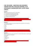 CAD-100 EXAMS &ndash; QUESTIONS AND ANSWERS &vert; &NewLine;VERIFIED AND WELL DETAILED ANSWERS &vert; PLUS &NewLine;RATIONALES &vert; GUARANTEED PASS &vert; LATEST EXAM &NewLine;UPDATE 