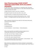 Hesi Pharmacology EXAM SCRIPT VERIFIED QUESTIONS WITH ACCURATE ANSWERS&period;
