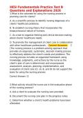 HESI Fundamentals Practice Test B Questions and Explanations 2026