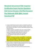 Maryland Amusement Ride Inspector &NewLine;Certification Exam Practice Questions &NewLine;And Correct Answers &lpar;Verified Answers&rpar; &NewLine;Plus Rationale 2026 Q&A&vert; Instant &NewLine;Download Pdf 