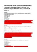 CAD-100 FINAL EXAM &ndash; QUESTIONS AND ANSWERS &vert; &NewLine;VERIFIED AND WELL DETAILED ANSWERS &vert; PLUS &NewLine;RATIONALES &vert; GUARANTEED PASS &vert; LATEST EXAM &NewLine;UPDATE 