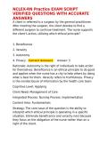 NCLEX-RN Practice EXAM SCRIPT VERIFIED QUESTIONS WITH ACCURATE ANSWERS