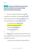 NR 222 - Health and Wellness Final Exam&colon; Verified Questions & Answers