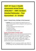 NUR 101 Exam 3 Health Assessment Actual Exam 2026&sol;2027 &ndash; 100&percnt; Verified &vert; Detailed Rationales &ndash; Pass Guaranteed &ndash; A&plus; Graded
