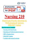 Nursing 210 Final Exam ii Questions & Well-structured Answers &lpar;2026&sol;2027 Update&rpar;