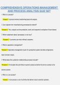 COMPREHENSIVE OPERATIONS MANAGEMENT AND PROCESS ANALYSIS QUIZ SET &vert; QUESTIONS & ANSWERS &vert; COMPLETE OPERATIONS MANAGEMENT STUDY GUIDE &vert; VERIFIED ANSWERS