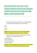 Maryland Master Electrician Exam &NewLine;Practice Questions And Correct Answers &NewLine;&lpar;Verified Answers&rpar; Plus Rationale 2026 &NewLine;Q&A&vert; Instant Download Pdf