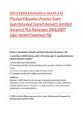 WGU D694 Elementary Health and &NewLine;Physical Education Practice Exam &NewLine;Questions And Correct Answers &lpar;Verified &NewLine;Answers&rpar; Plus Rationales 2026&sol;2027 &NewLine;Q&A Instant Download Pdf 