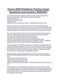 Evolve HESI Pediatrics Practice Exam&NewLine;Questions And Answers 2026&sol;2027