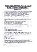 Evolve HESI Pediatrics Final Practice&NewLine;Exam Questions And Answers&NewLine;2026&sol;2027